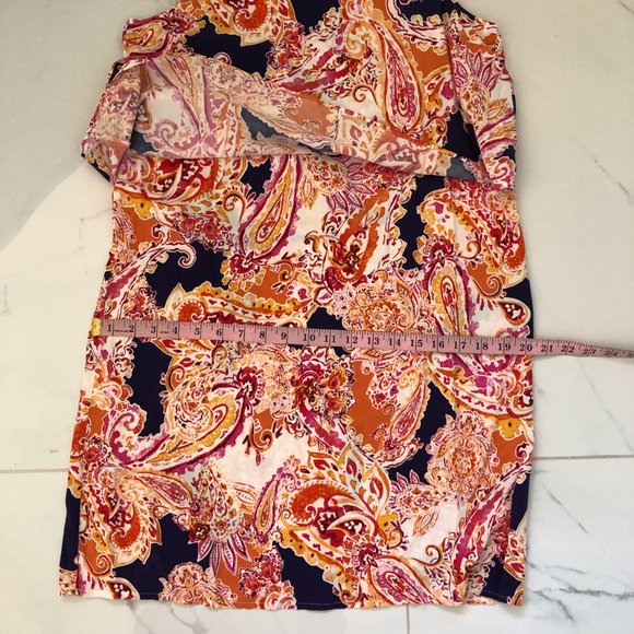 J. Jill Paisley  Floral Tiered Dress SizeS Sleeveless Orange Colorful Stretch - Picture 11 of 13